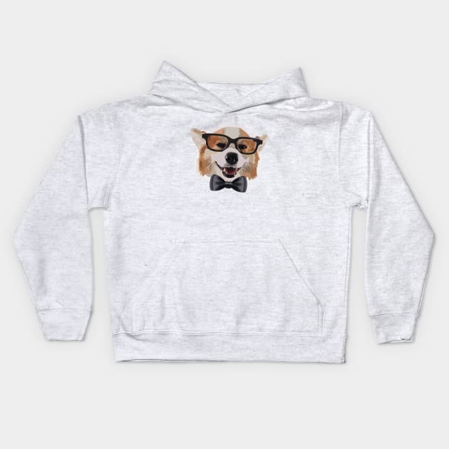 Smart Corgi Kids Hoodie by thedailysoe